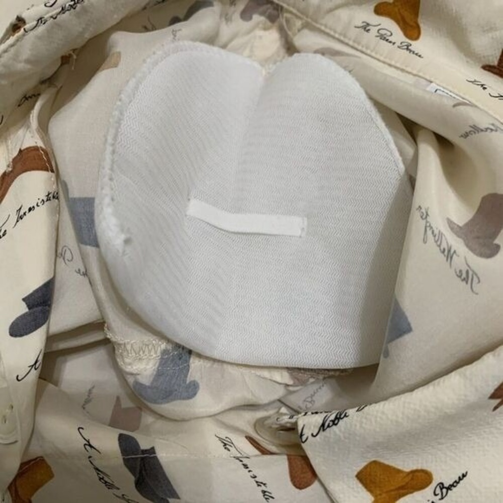 Vintage Betty Barclay Silk Blouse Size 46 M/L Equestrian Western Hats‎ Beige - Picture 9 of 9